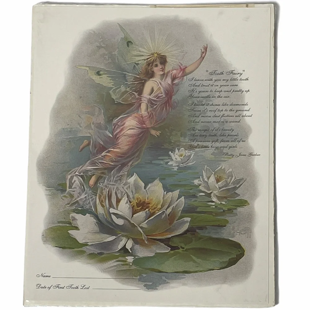 Vintage Lithograph Tooth Fairy Certificate Keepsake Victorian Old Print Factory